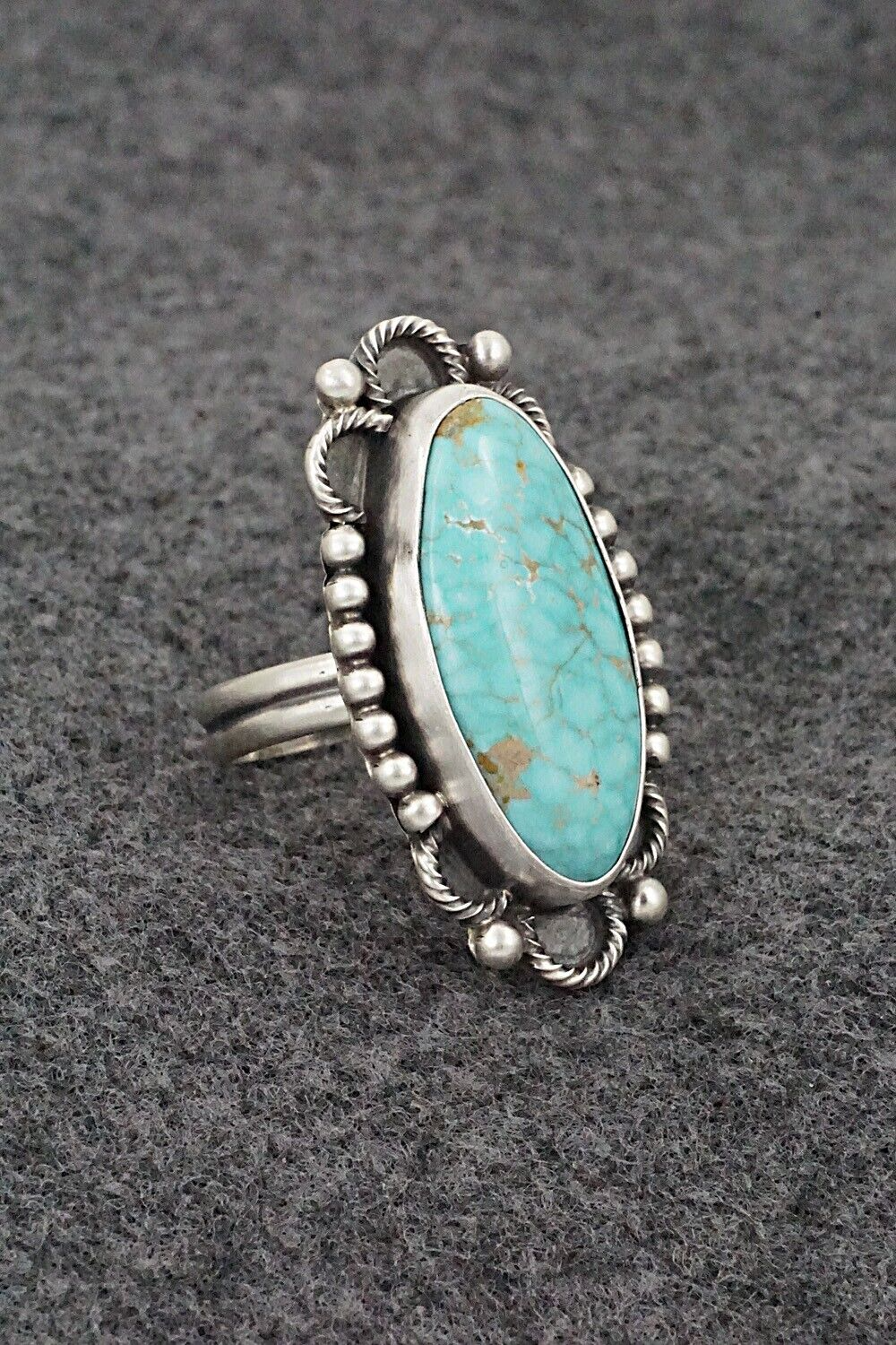 Turquoise & Sterling Silver Ring - Jameson Garcia - Size 8 Adj.