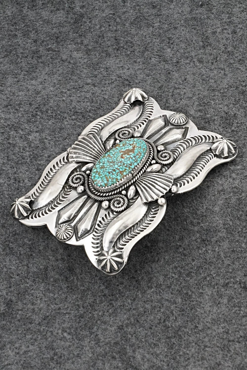 Turquoise & Sterling Silver Belt Buckle - Delbert Gordon