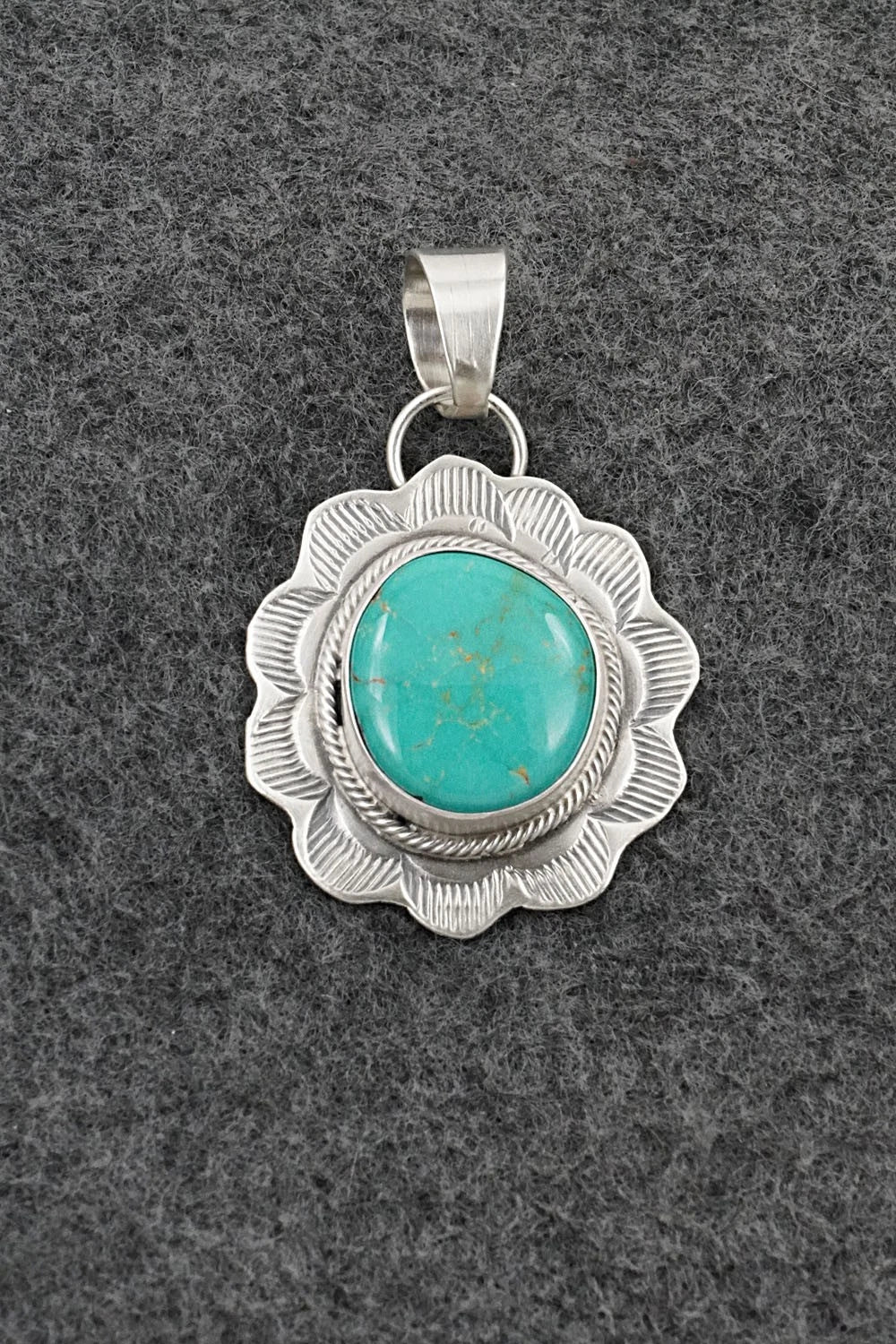 Turquoise & Sterling Silver Pendant - Cordell Platero