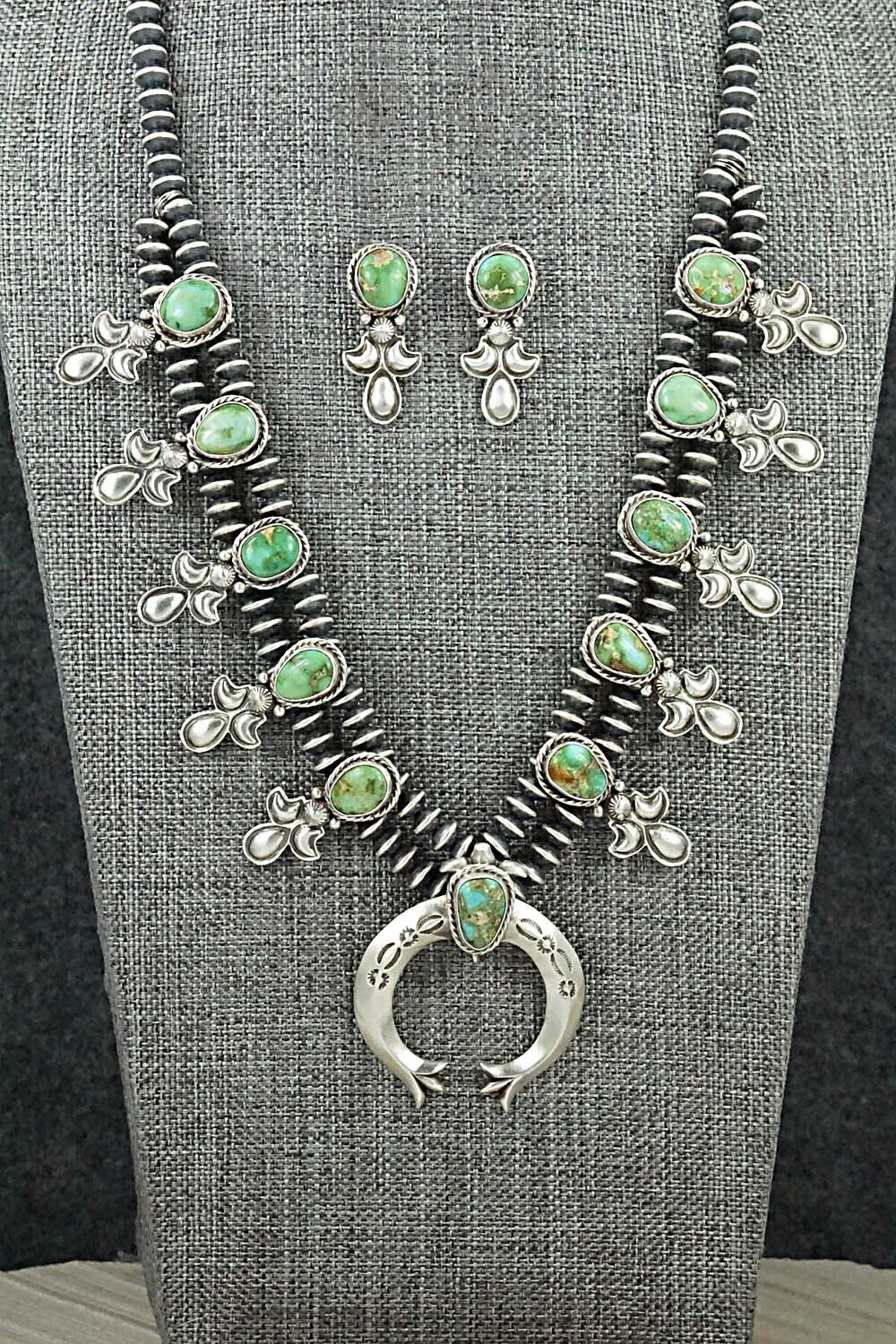 Turquoise & Sterling Silver Squash Blossom Set - Adrienne Gordon