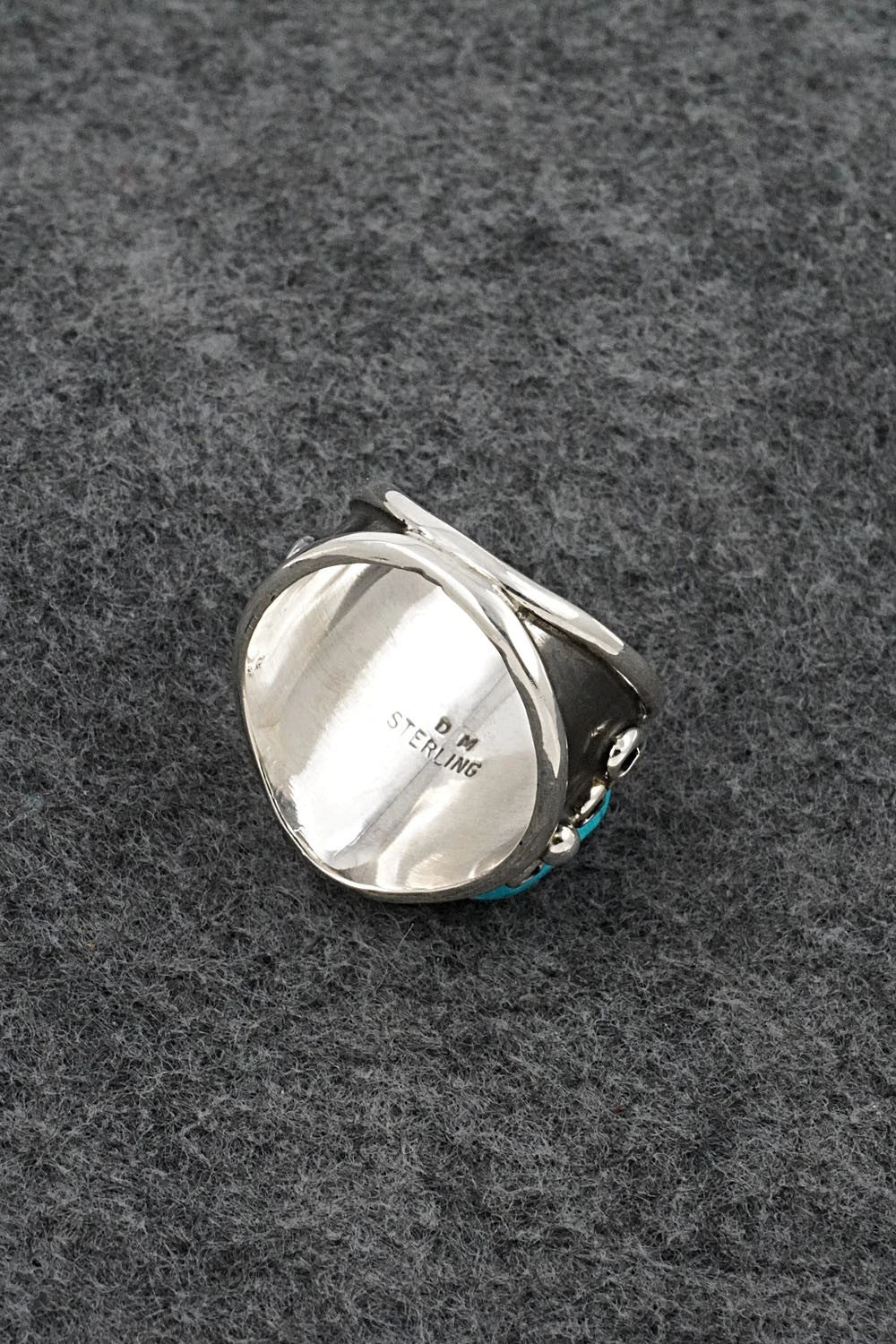Turquoise, Coral & Sterling Silver Ring - Darrell Morgan - Size 10.5