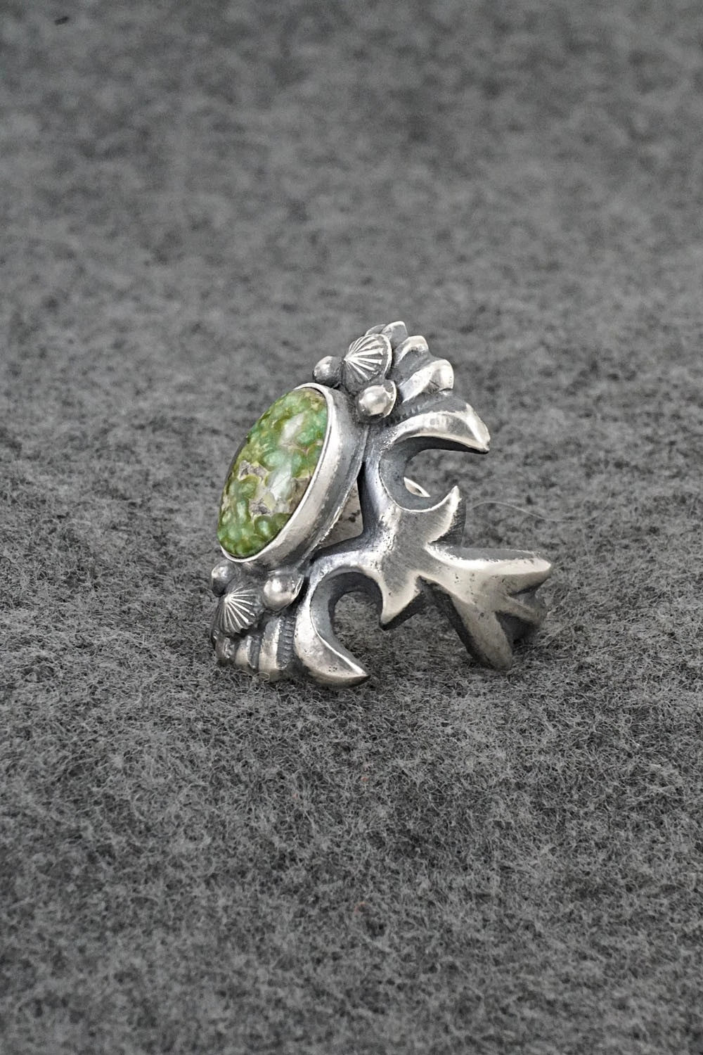 Turquoise & Sterling Silver Ring - Harrison Bitsue - Size 9.5