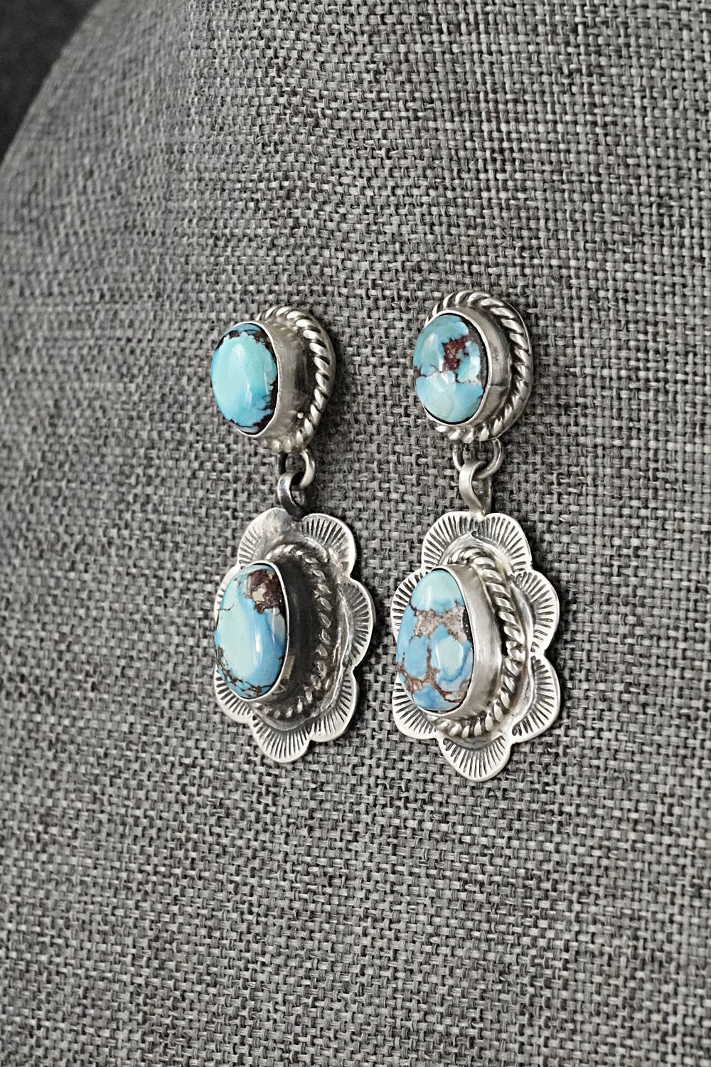 Turquoise & Sterling Silver Squash Blossom Set - Vernon Johnson