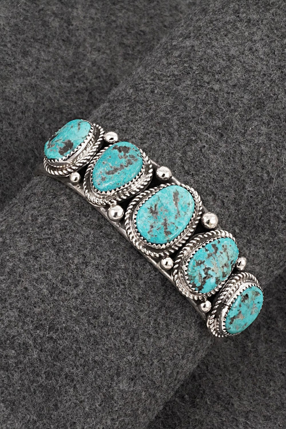 Turquoise & Sterling Silver Bracelet - Leslie Nez
