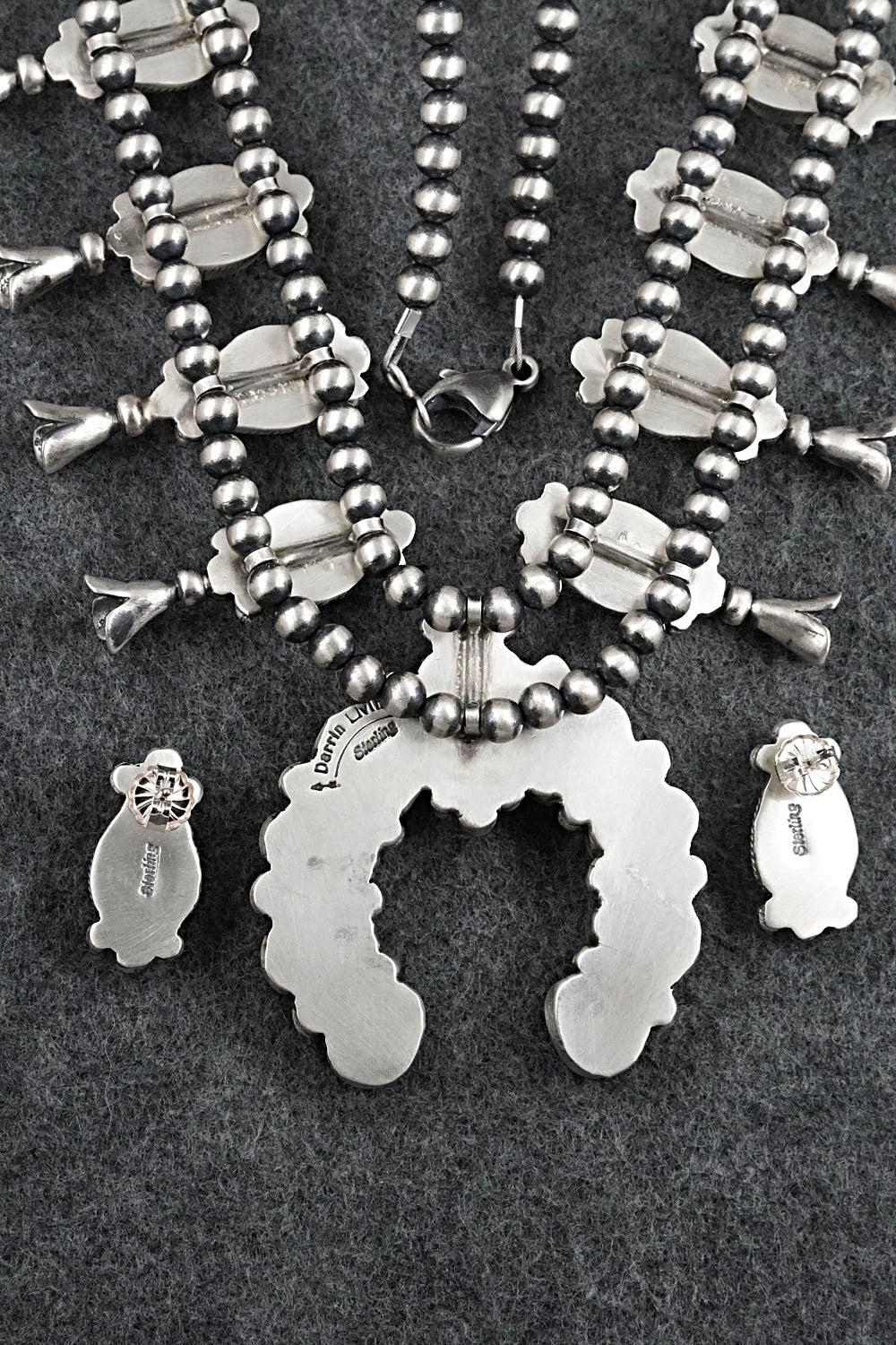 Turquoise & Sterling Silver Squash Blossom Set - Darrin Livingston