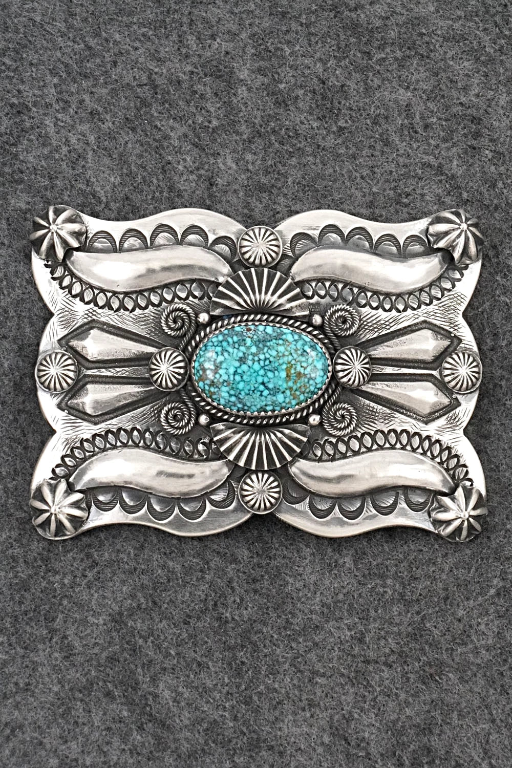 Turquoise & Sterling Silver Belt Buckle - Delbert Gordon