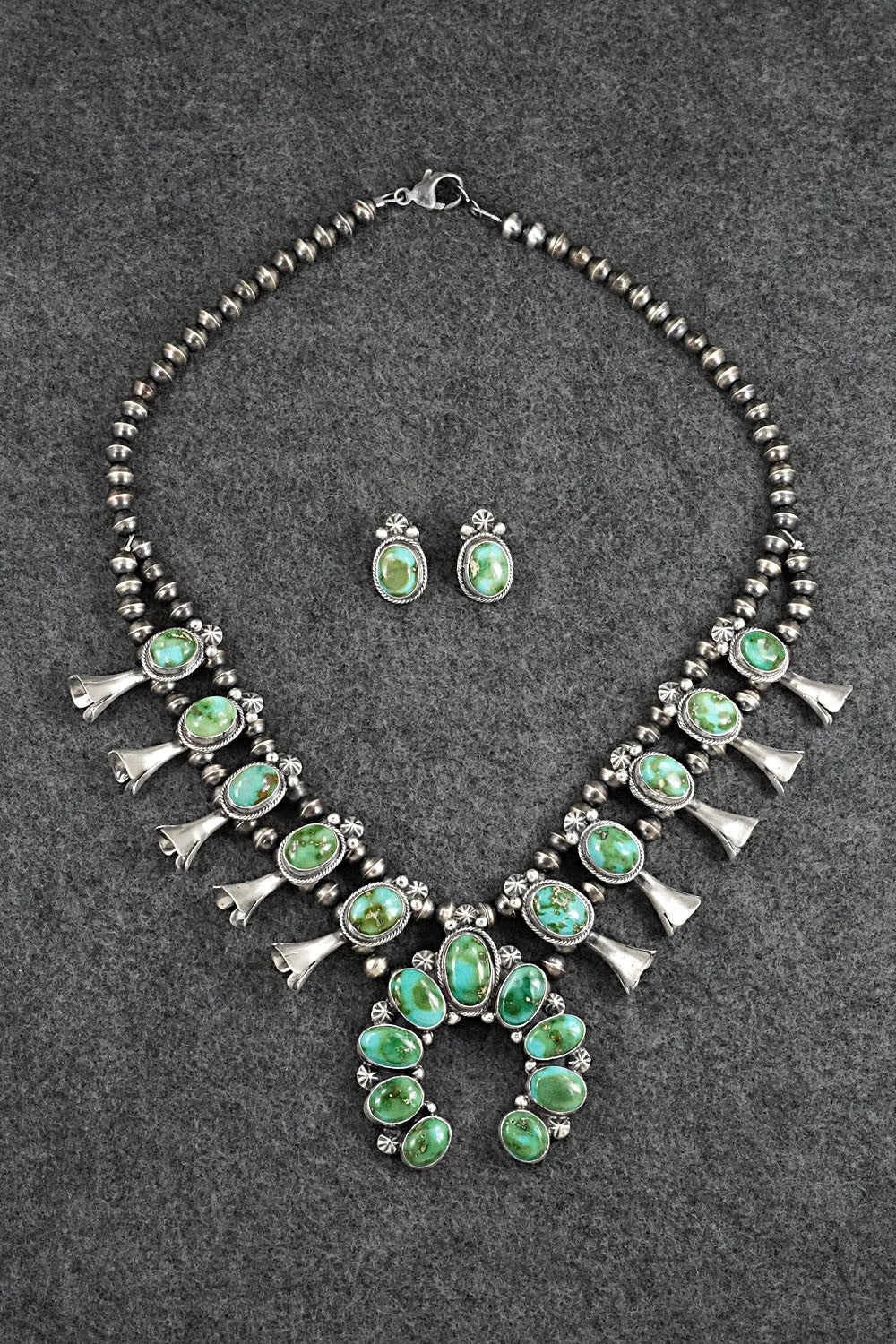 Turquoise & Sterling Silver Squash Blossom Set - Darrin Livingston