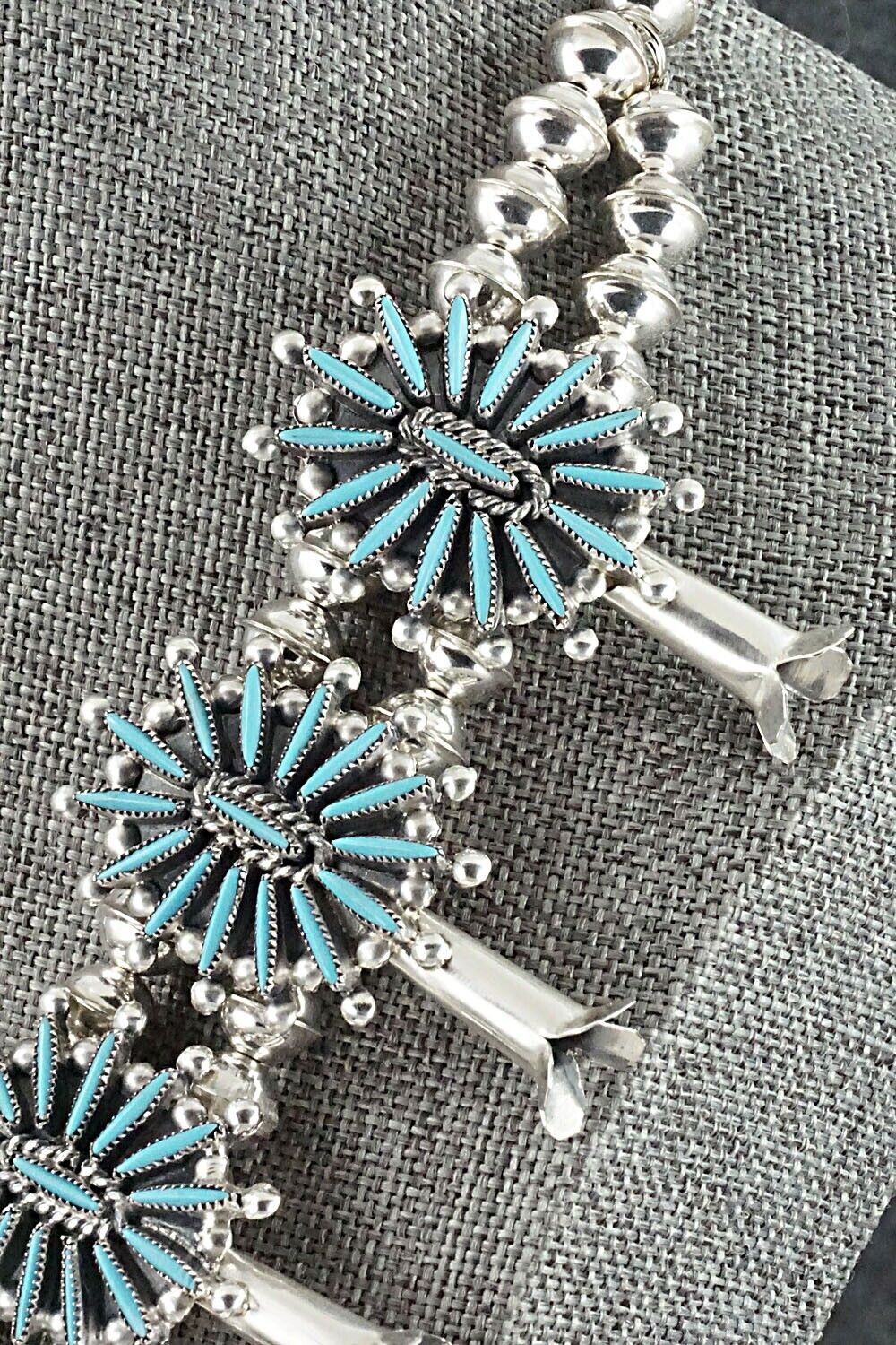 Turquoise & Sterling Silver Squash Blossom Set - Lance & Cordelia Waatsa