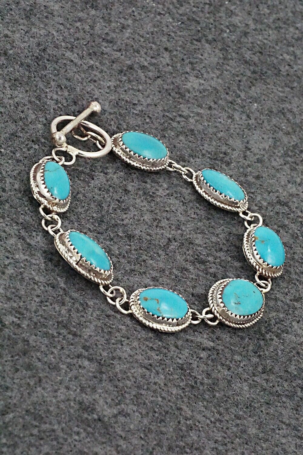 Turquoise & Sterling Silver Link Bracelet - Ernest Hawthorne