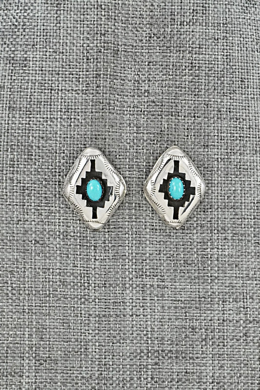 Turquoise & Sterling Silver Earrings - Phil Perry