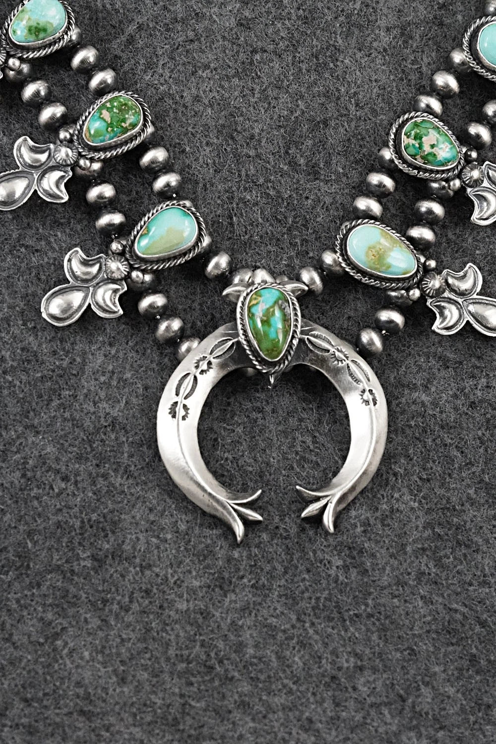 Turquoise & Sterling Silver Squash Blossom Set - Adrienne Gordon