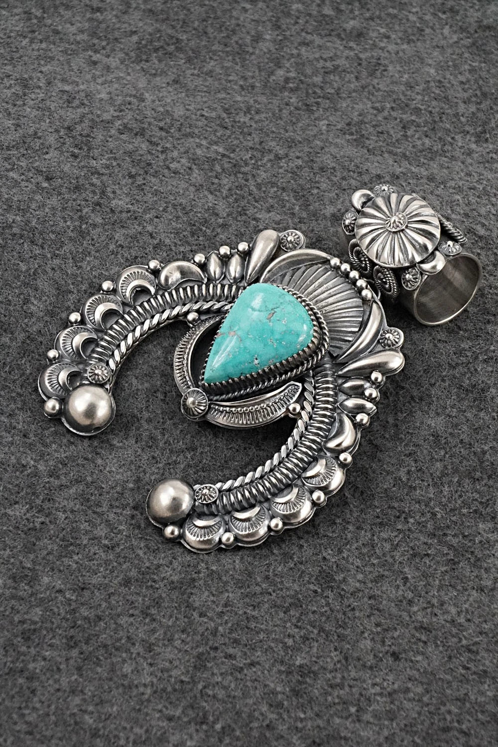 Turquoise & Sterling Silver Naja Pendant - Delbert Gordon