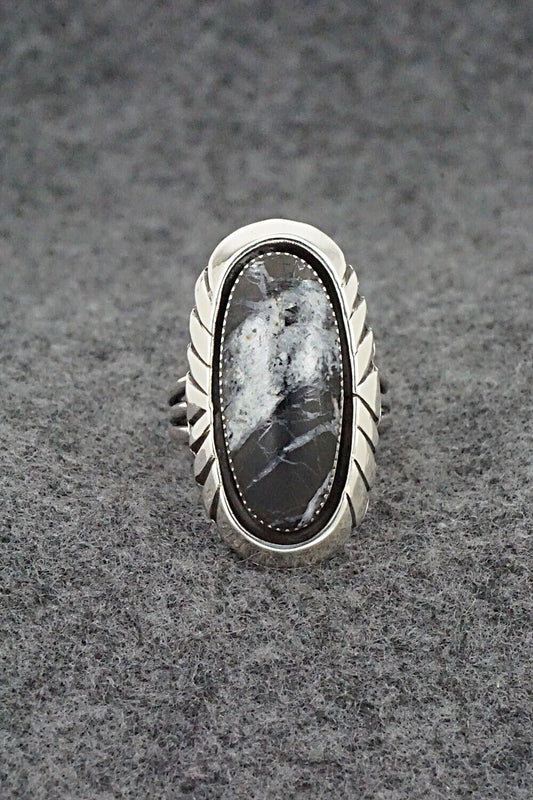 White Buffalo & Sterling Silver Ring - Myra Benally - Size 7.5