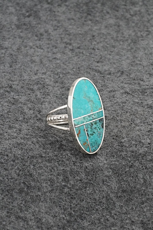 Turquoise & Sterling Silver Ring - Harold Smith - Size 8