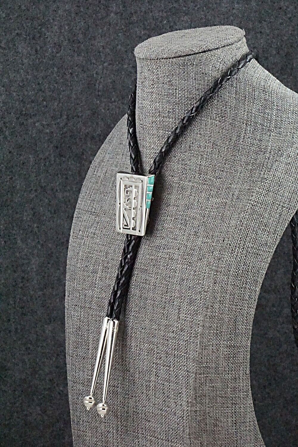 Turquoise & Sterling Silver Bolo Tie - Leonard Jim