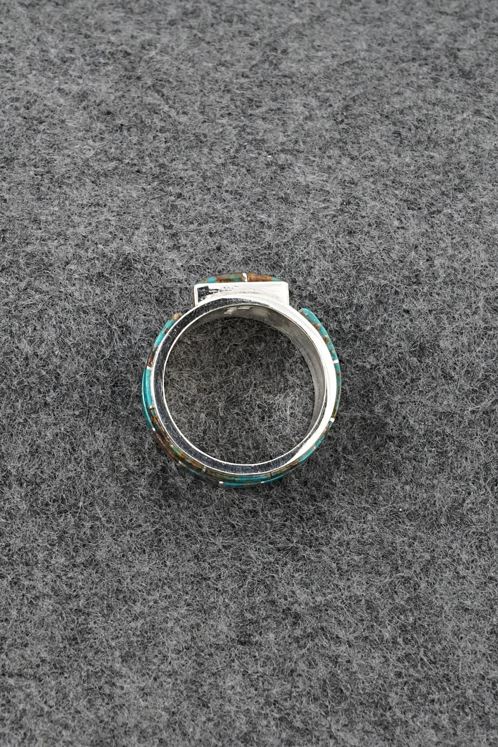 Turquoise, Coral & Sterling Silver Ring - Darlene Noble - Size 11