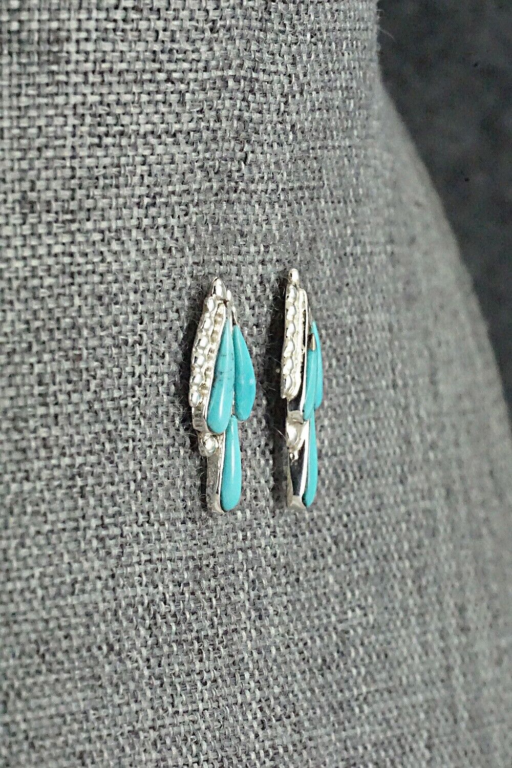 Turquoise & Sterling Silver Earrings - Vincent Hooee