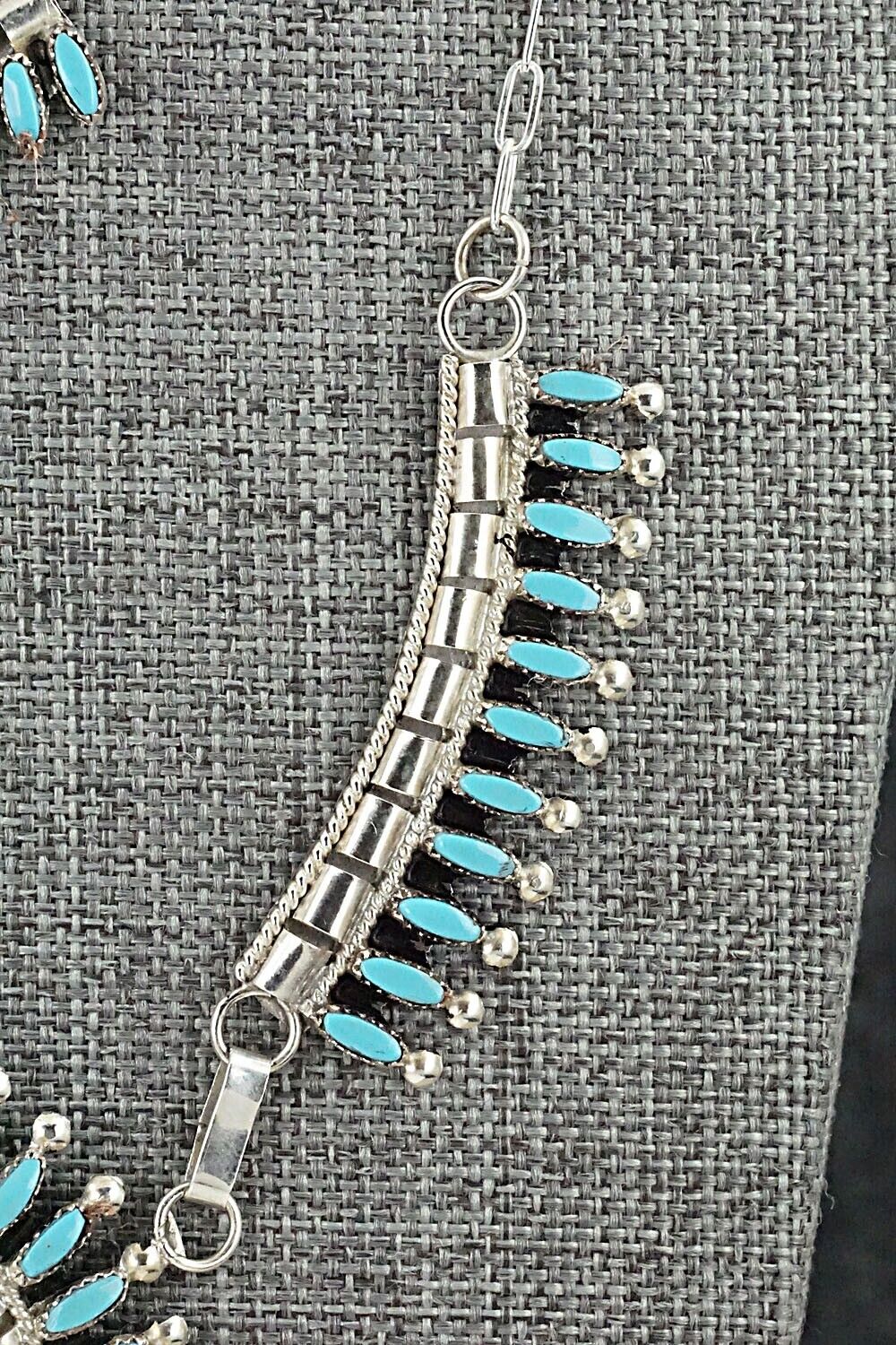 Turquoise & Sterling Silver Necklace and Earrings Set - Evonne Hustito