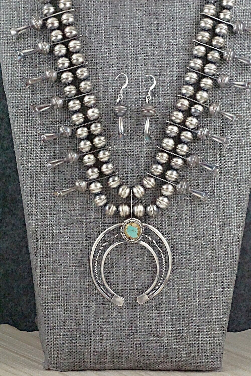 Turquoise & Sterling Silver Squash Blossom Set - Phil Garcia