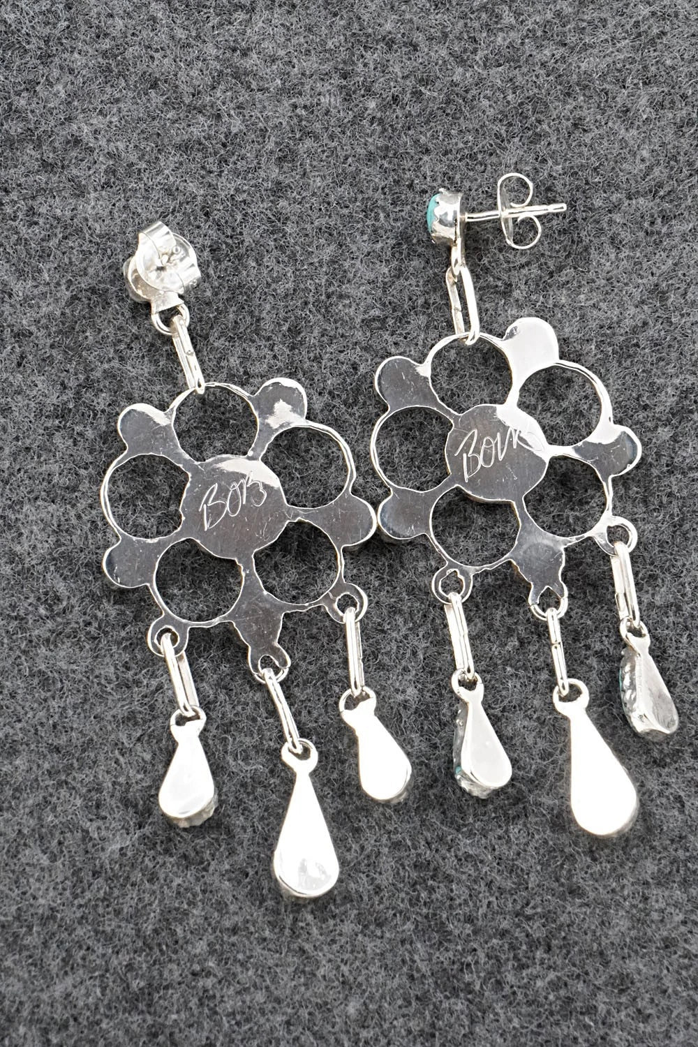 Turquoise & Sterling Silver Earrings - Vivianita Booqua