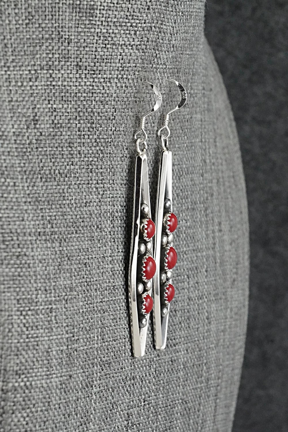 Coral & Sterling Silver Earrings - Paul Largo