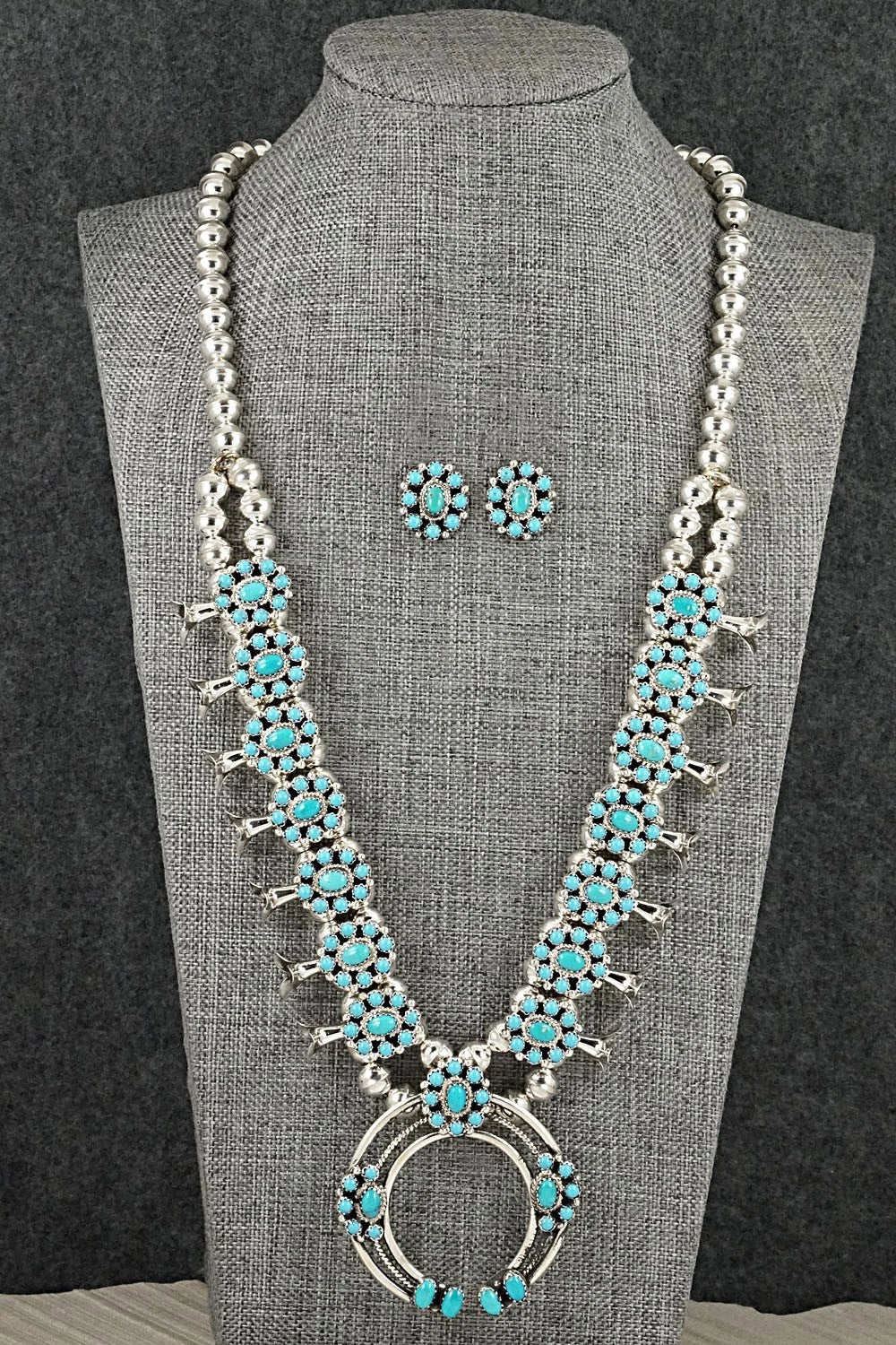 Turquoise & Sterling Silver Squash Blossom Set - Nathaniel Kurley