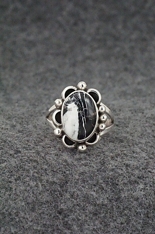 White Buffalo & Sterling Silver Ring - Priscilla Smith - Size 7.75