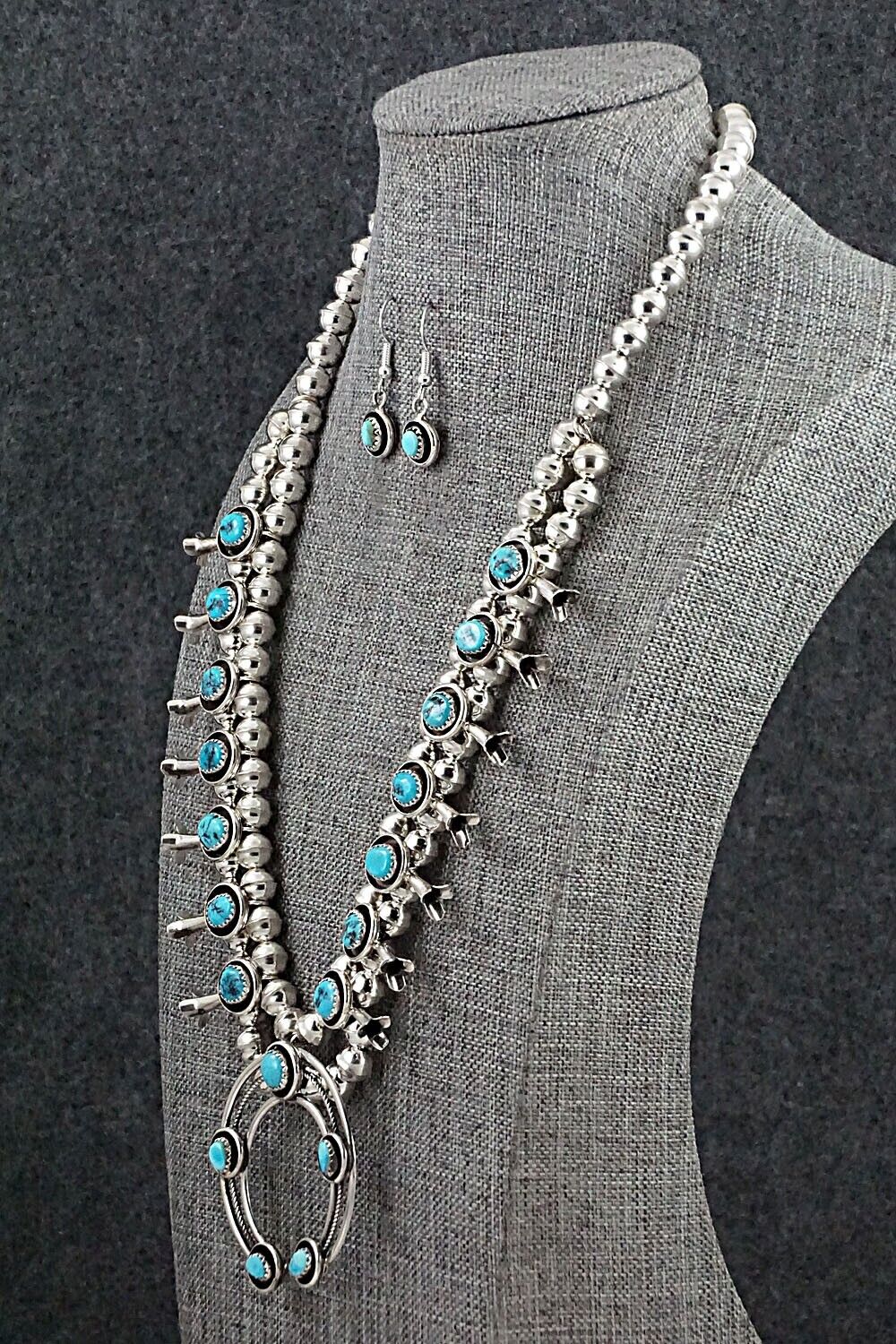 Turquoise & Sterling Silver Squash Blossom Set - Phil Garcia