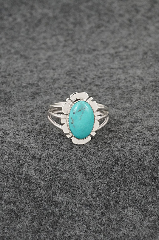 Turquoise & Sterling Silver Ring - Leona Delgarito - Size 7
