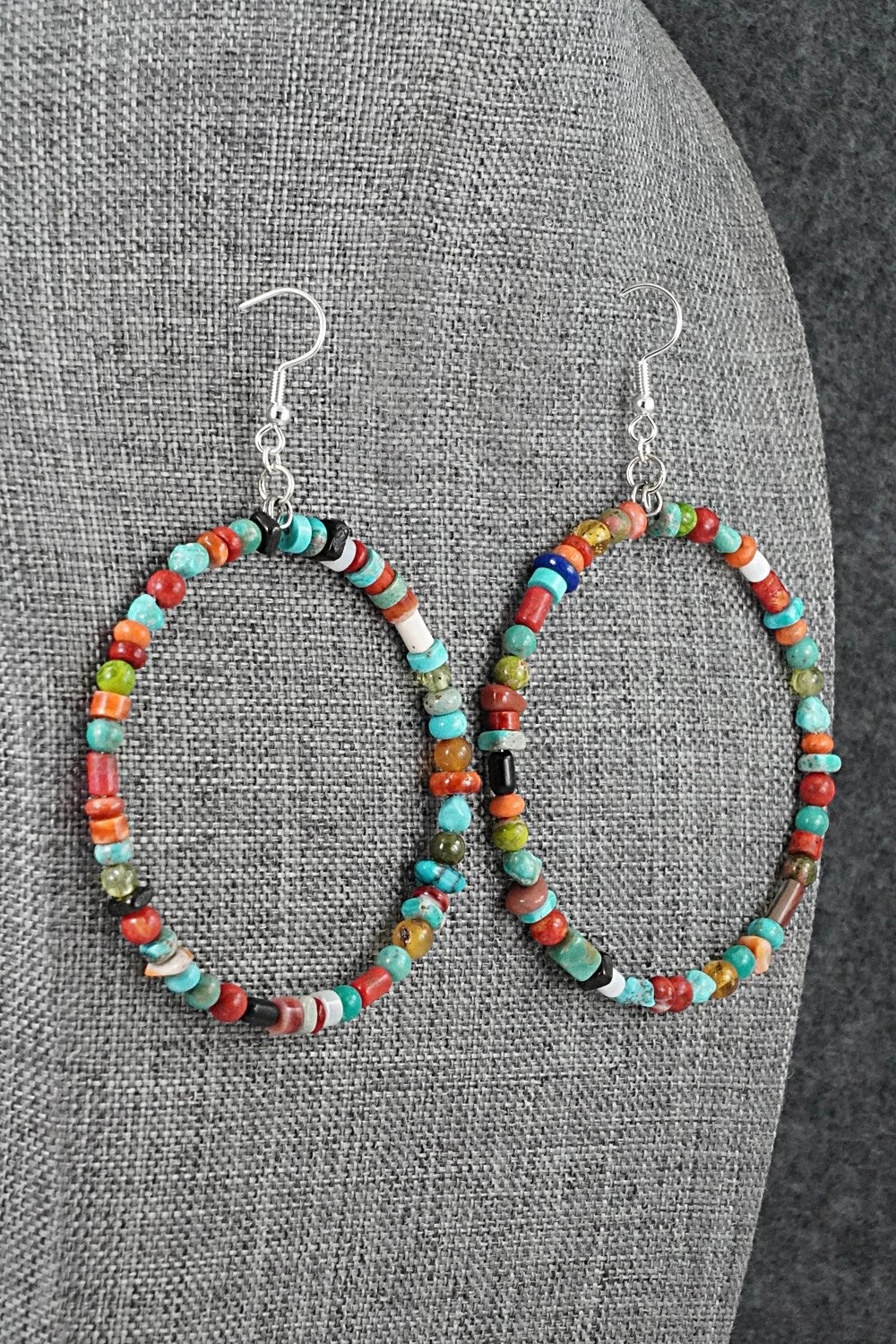 Multi-Stone & Sterling Silver Earrings - Helen Tsosie