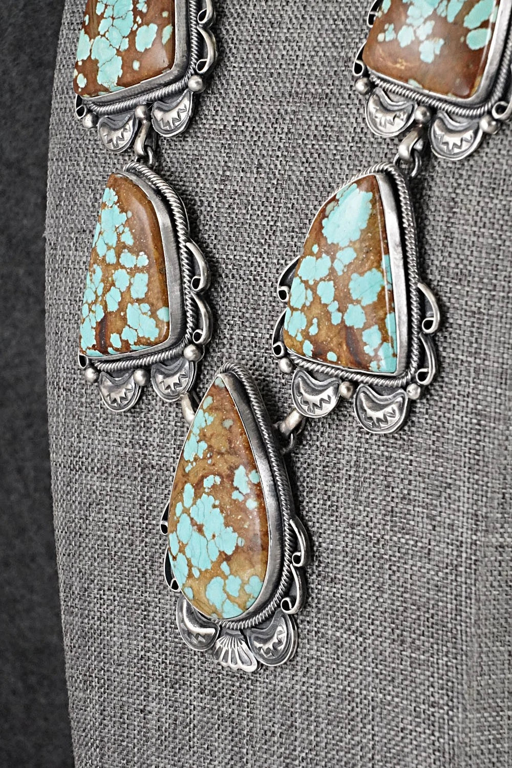 Turquoise & Sterling Silver Necklace and Earrings Set - Paul Livingston