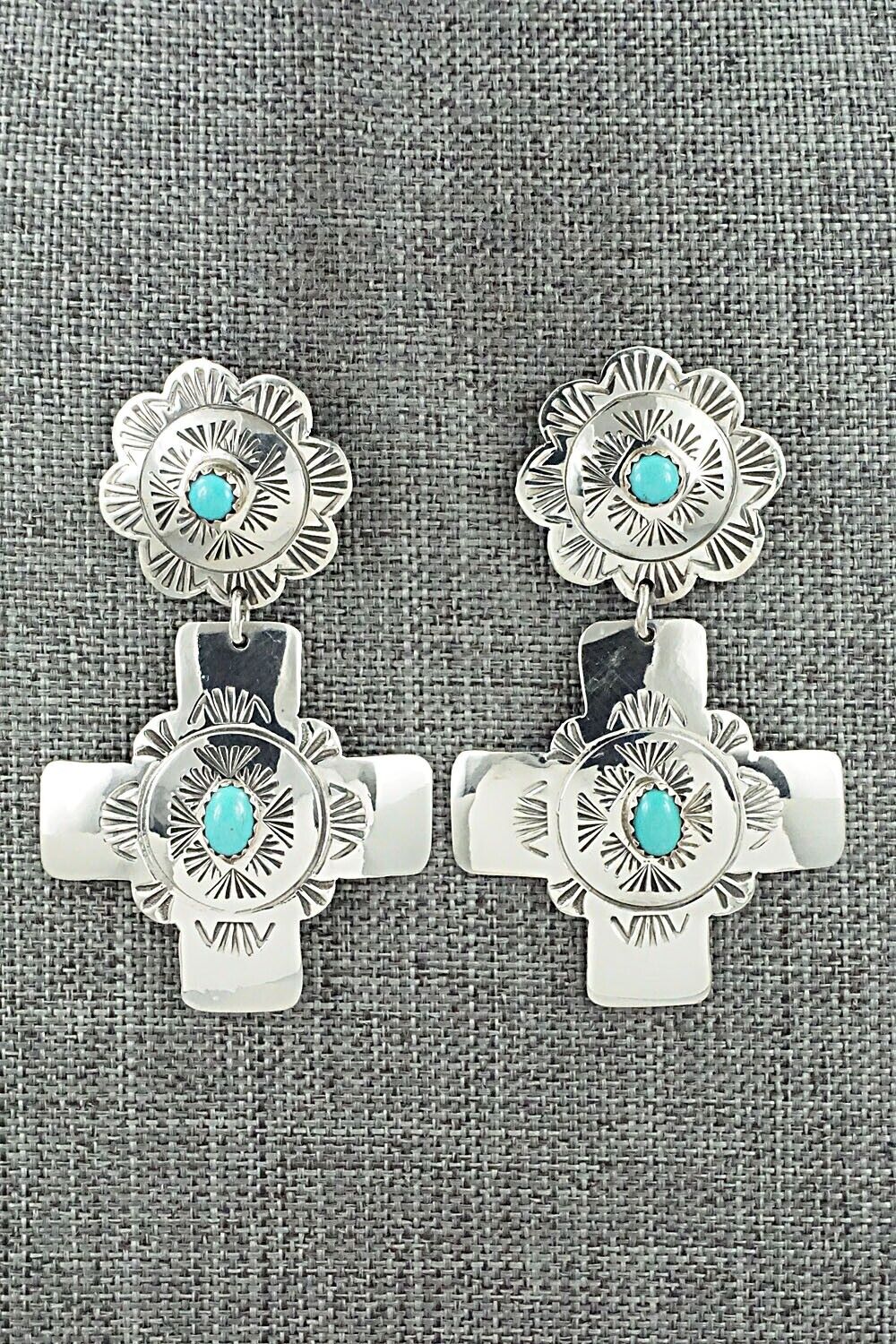 Turquoise and Sterling Silver Earrings - Bertha Begay