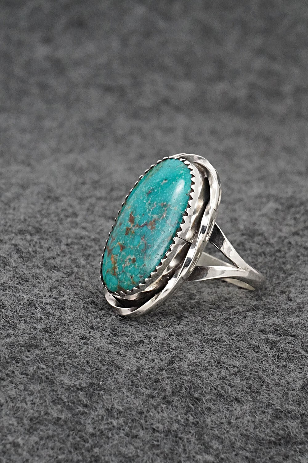 Turquoise & Sterling Silver Ring - Ernest Hawthorne - Size 8
