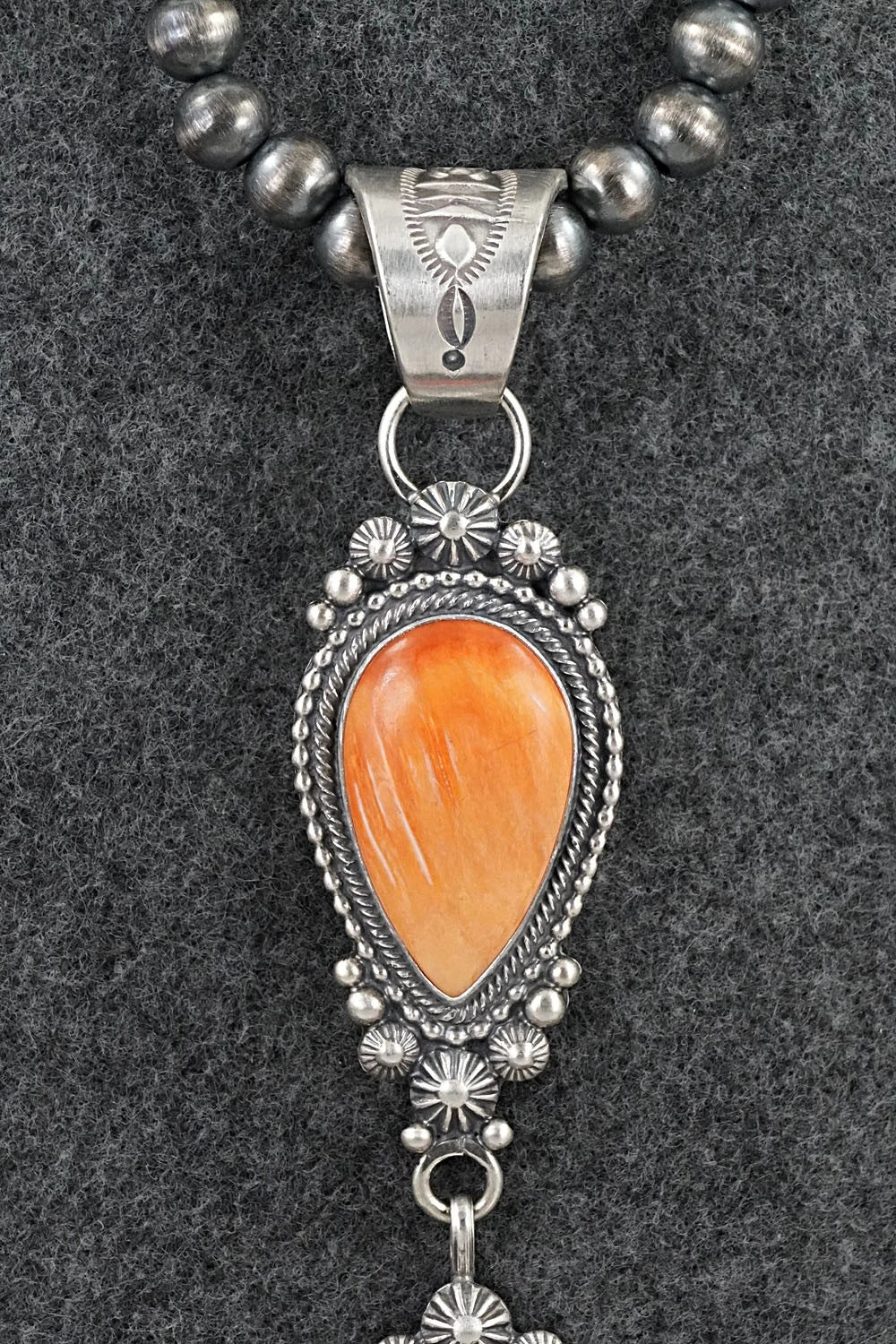 Spiny Oyster & Sterling Silver Necklace - Tom Lewis