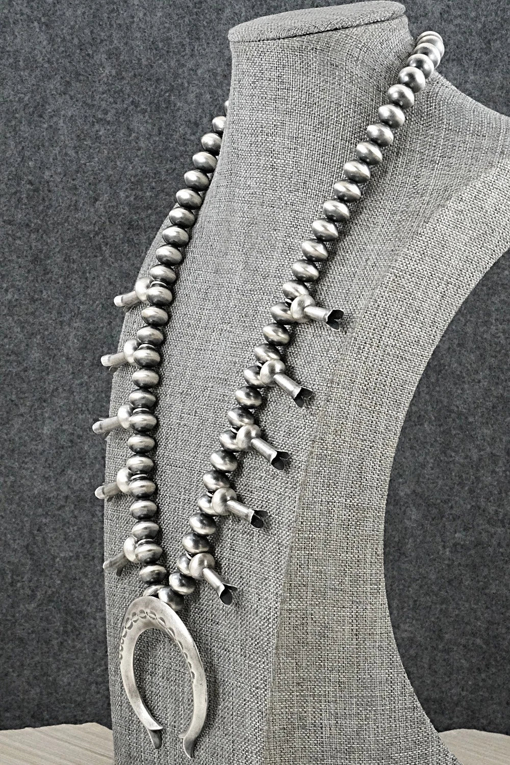 Sterling Silver Navajo Pearl Squash Blossom Necklace - Presley Haley