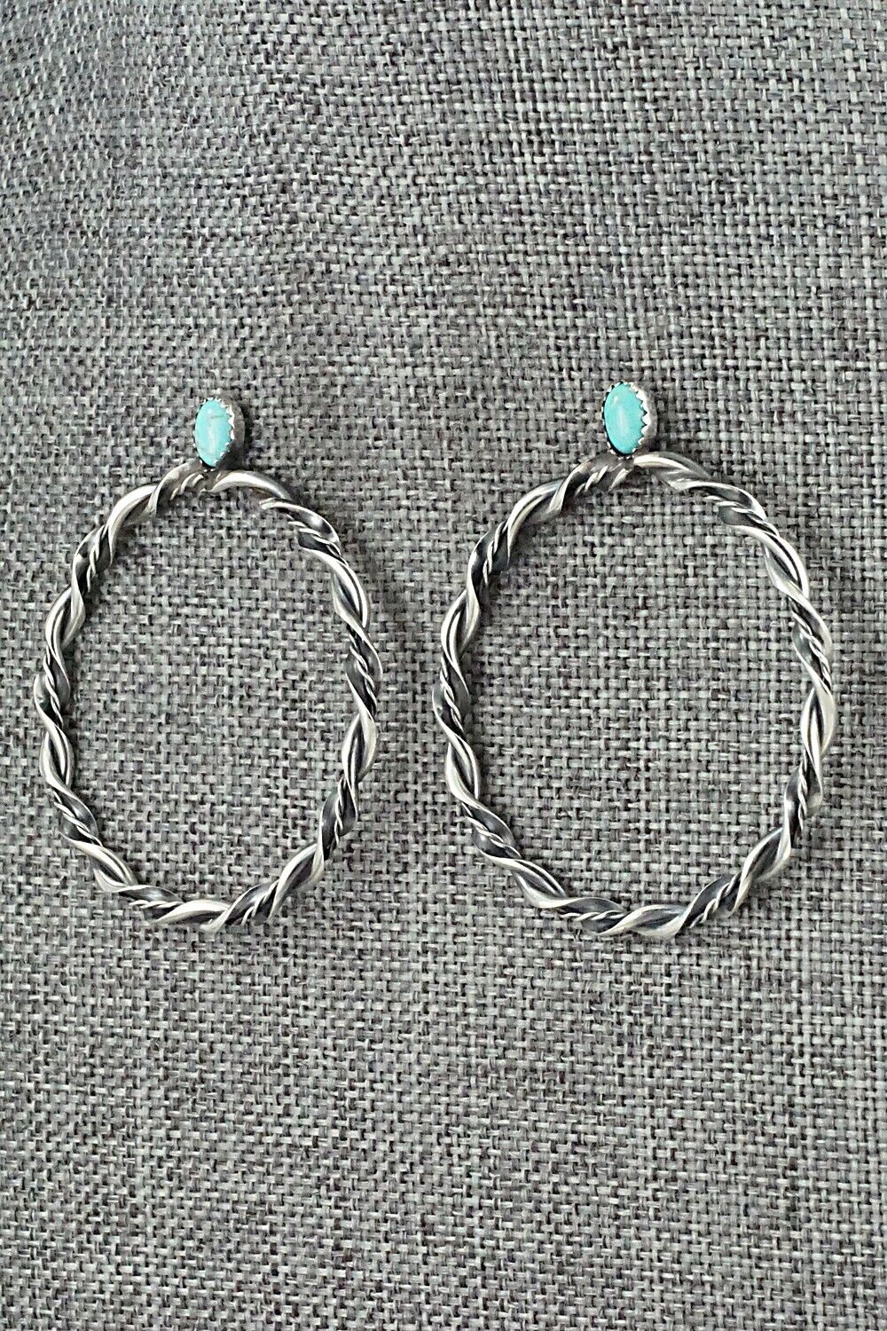 Turquoise & Sterling Silver Earrings - Nelson Leonard Jr.