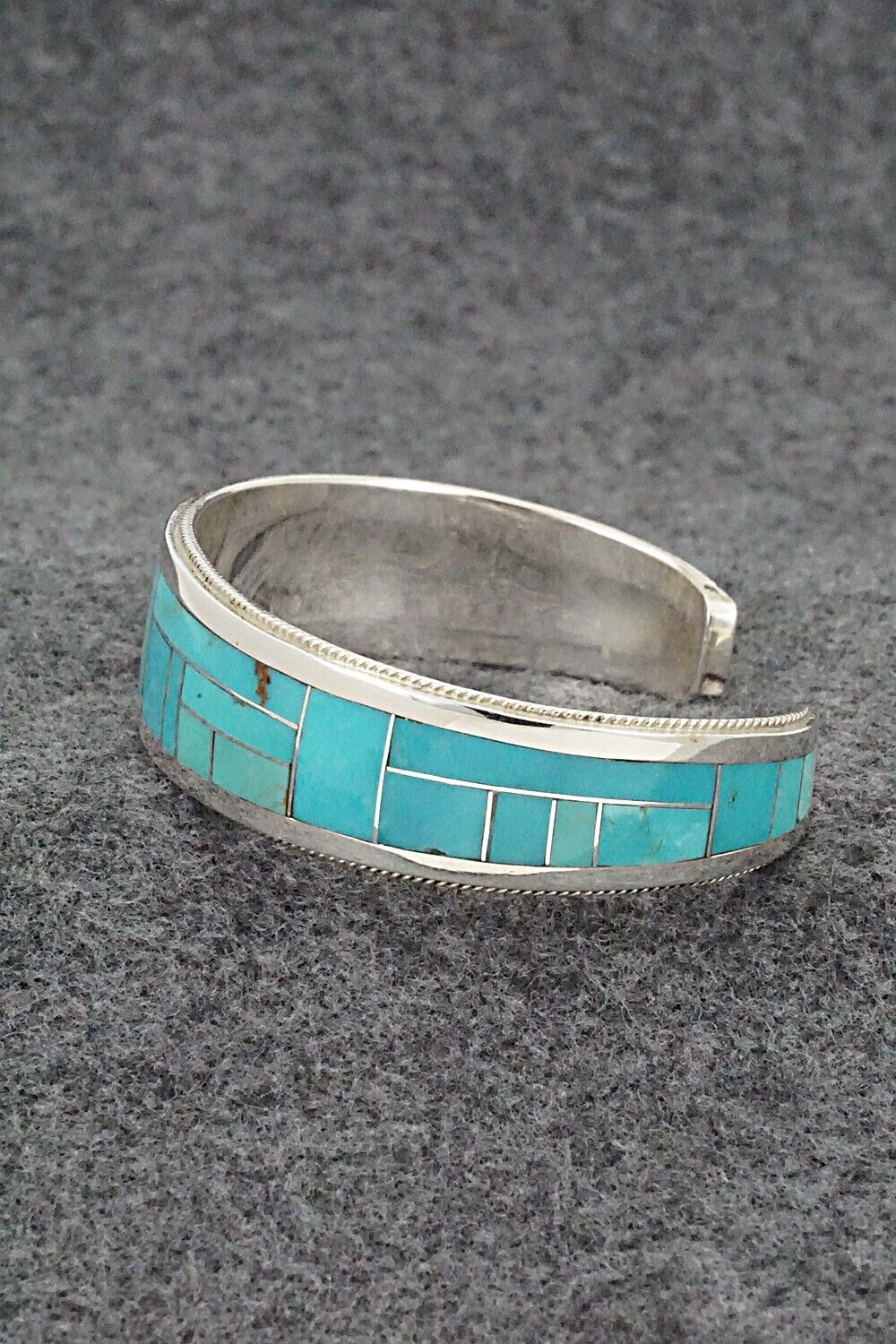 Turquoise & Sterling Silver Inlay Bracelet - Glendora Booqua