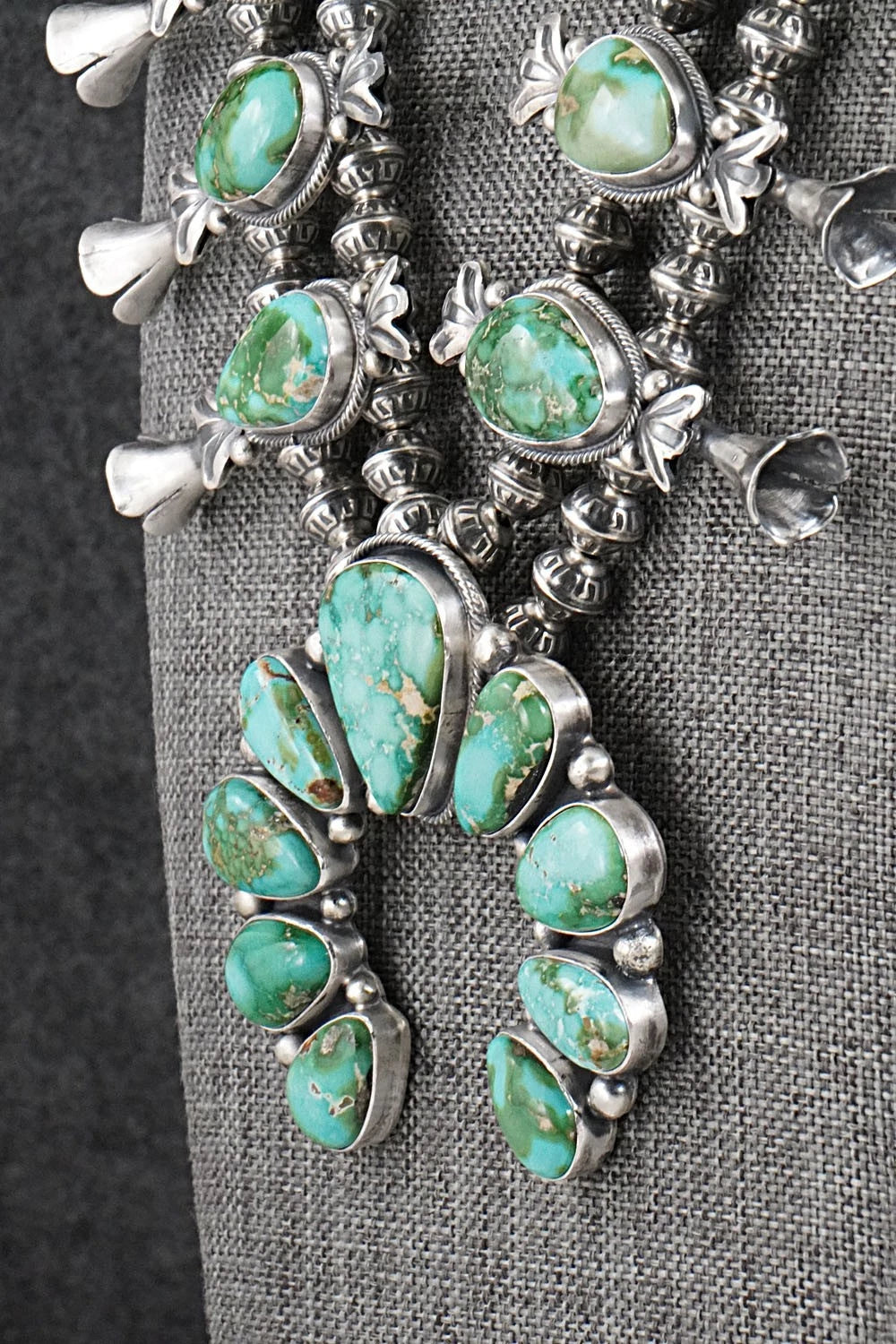 Turquoise & Sterling Silver Squash Blossom Set - Darrin Livingston