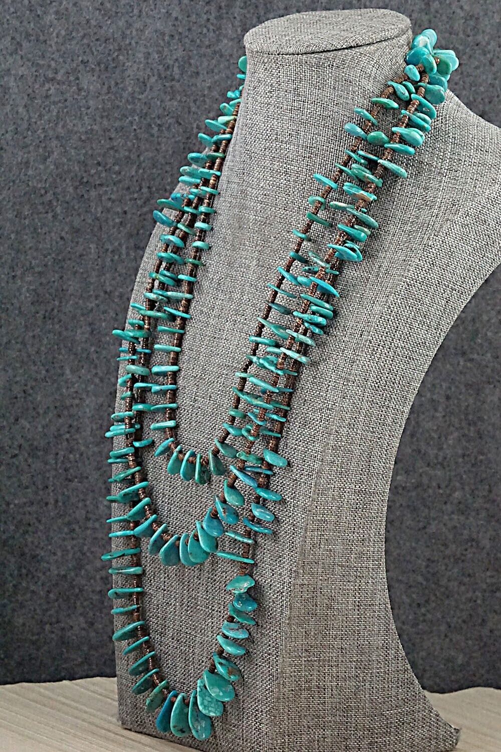 Turquoise & Shell Necklace 36" - Louise Joe