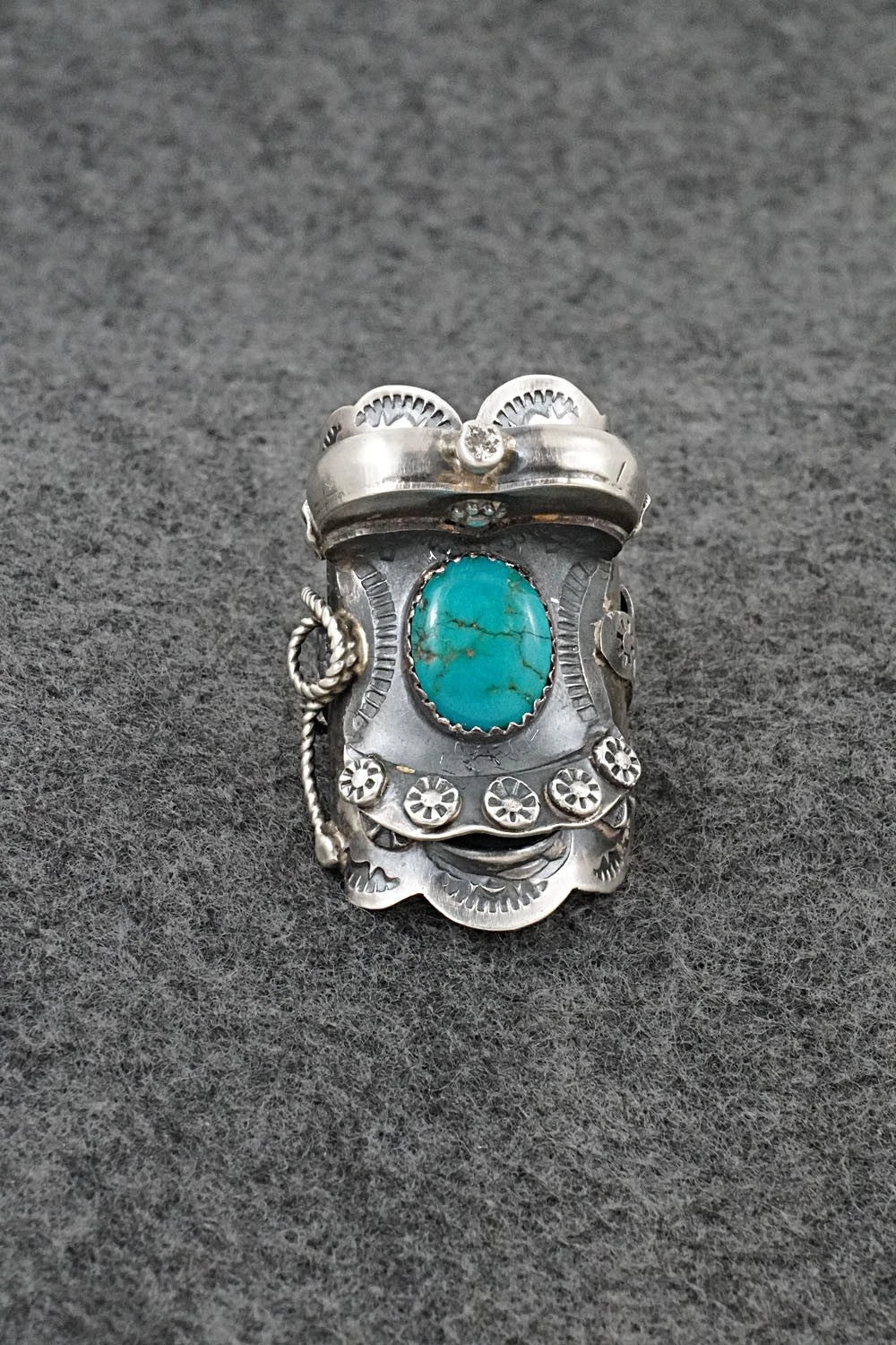 Turquoise & Sterling Silver Ring - Tim Yazzie - Size 7.5