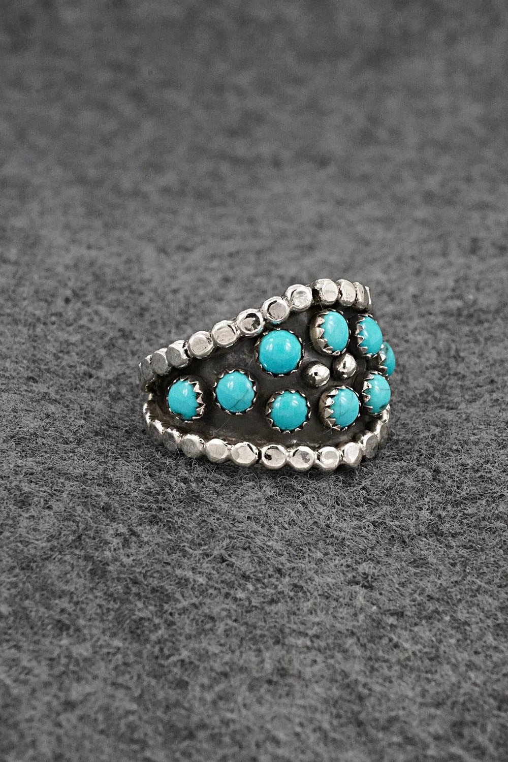 Turquoise & Sterling Silver Ring - Kenny Lonjose - Size 8.5
