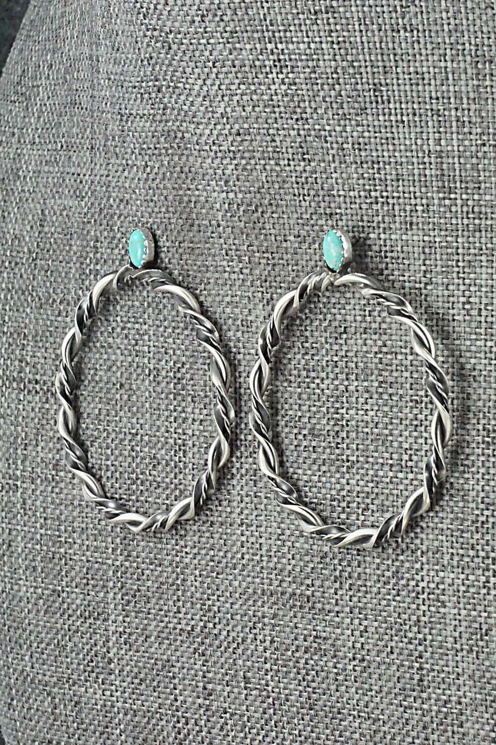 Turquoise & Sterling Silver Earrings - Nelson Leonard Jr.