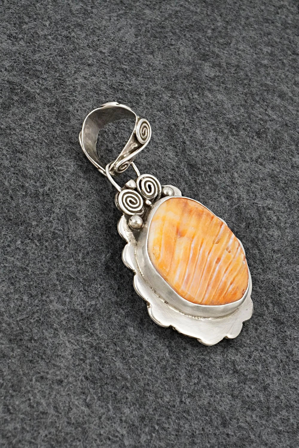 Turquoise, Spiny Oyster & Sterling Silver Pendant - Priscilla Reeder