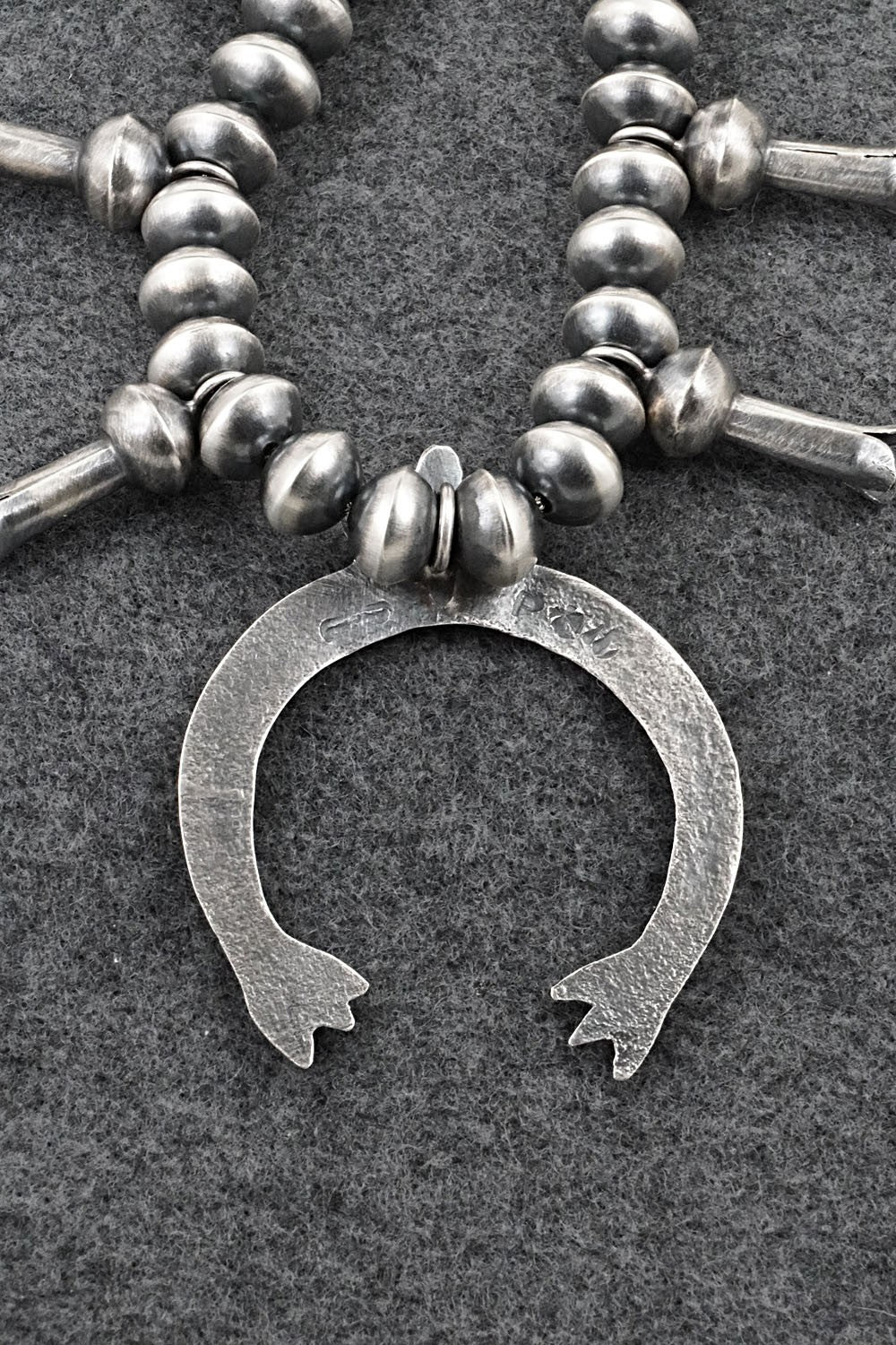 Sterling Silver Navajo Pearl Squash Blossom Necklace - Presley Haley