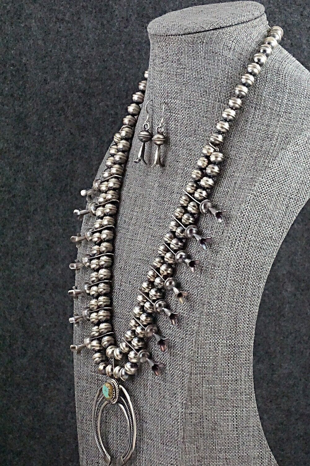 Turquoise & Sterling Silver Squash Blossom Set - Phil Garcia