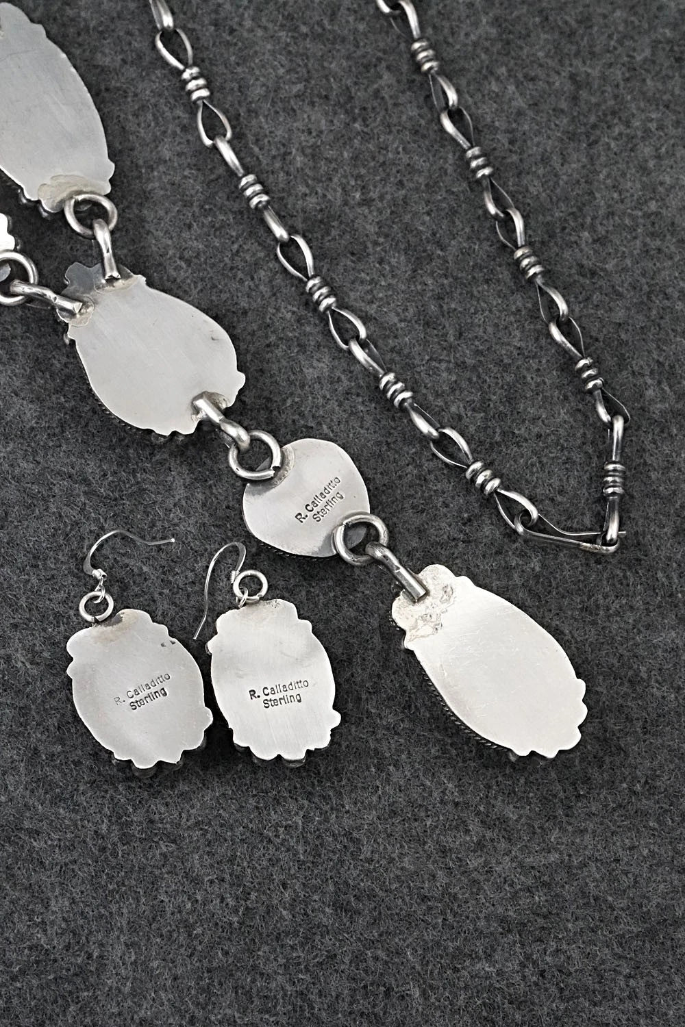 Turquoise & Sterling Silver Necklace and Earrings Set - Rosita Calladitto