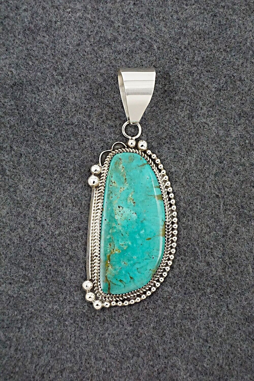 Turquoise and Sterling Silver Pendant - Leslie Nez