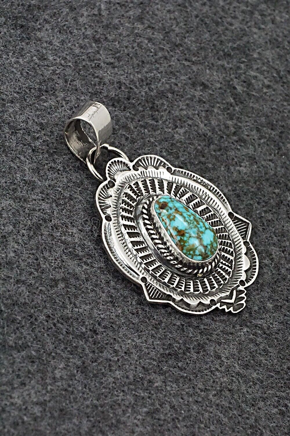 Turquoise & Sterling Silver Pendant - Leonard Maloney