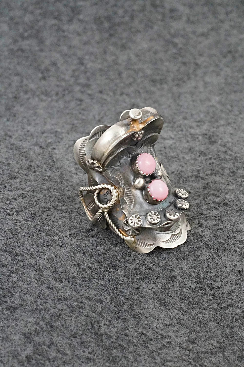 Pink Conch & Sterling Silver Ring - Tim Yazzie - Size 9