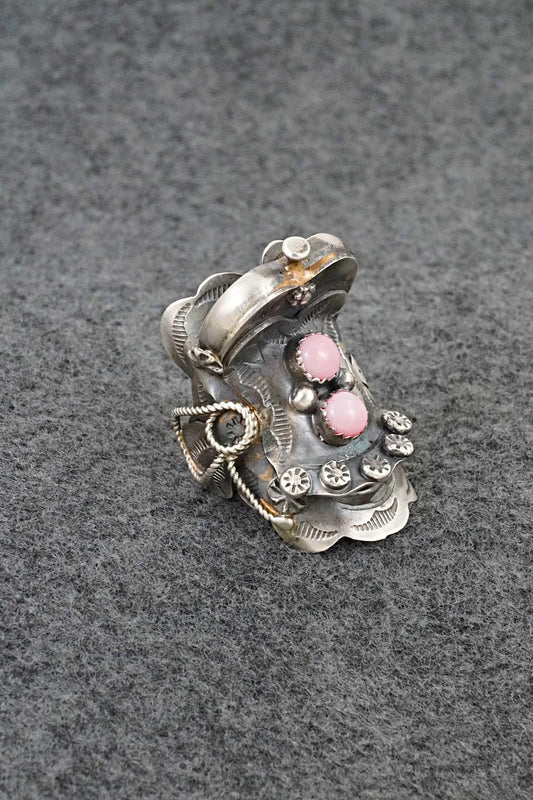 Pink Conch & Sterling Silver Ring - Tim Yazzie - Size 9
